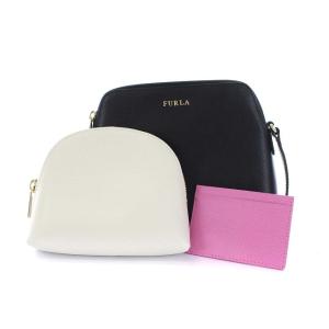 FURLA BOHEME クロスボディ ショルダーバッグ ポーチ カードケース レザー 黒 白 ピンク