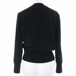 M'S GRACY カーディガン ニット 長袖 ジップアップ 近年モデル スパンコール 切替 花モチーフ ウール 38 M 黒 ブラック