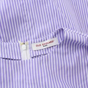 OLD ENGLAND 近年モデル ブラウス シャツ ストライプ 半袖 プルオーバー 34 ホワイト パープル