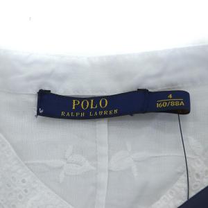 POLO RALPH LAUREN ブラウス バンドカラーシャツ 長袖 レース フリル 4 XL ホワイト