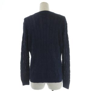 POLO RALPH LAUREN サマーニット セーター ケーブル クルーネック プルオーバー 長袖 ラメ XS ネイビー