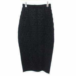 プリーツスカート ロング 総レース 刺繍 変形 1 ブラック