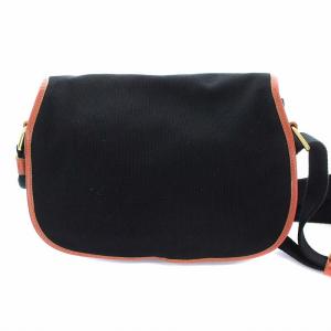 IL BISONTE キャンバスレザーショルダーバッグ ブラック