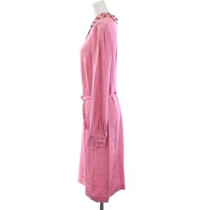 PRADA シャツワンピース 長袖 ビジュー 42 M ピンク