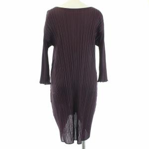 PLEATS PLEASE ISSEY MIYAKE イッセイミヤケ ワンピース プリーツ ひざ丈 長袖 2 M パープル