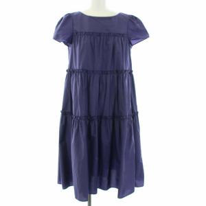 21SS ティアード ワンピース 半袖 ひざ丈 M パープル