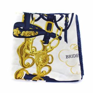HERMES BRIDES DE GALA スカーフ ストール シルク ネイビー 白 ホワイト