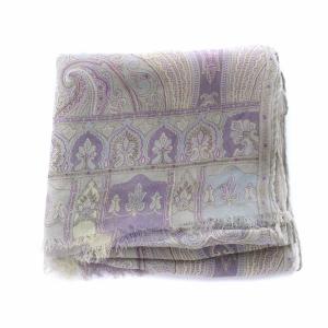 ETRO ストール フリンジ シルク ペイズリー柄 パープル