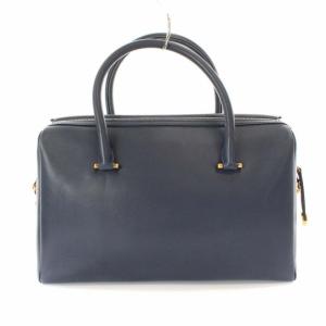 TIFFANY&Co. ハンドバッグ 2way レザー ロゴ箔押し ネイビー