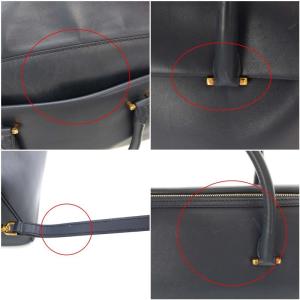 TIFFANY&Co. ハンドバッグ 2way レザー ロゴ箔押し ネイビー