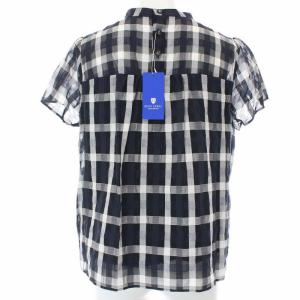 BLUE LABEL CRESTBRIDGE チェック柄バンドカラーブラウス 38 ブラック