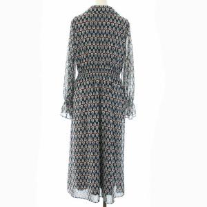 Diagram GRACE CONTINENTAL 19AW ワンピース ロング 長袖 シアー ギター柄 総柄 36 S ネイビー