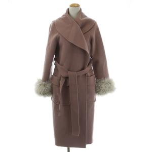 20AW ガウンコート ロング丈 ベルト フェイクファー ウール 36 S ピンク