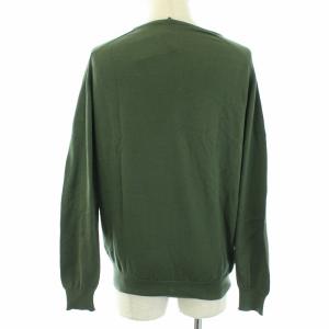 JOHN SMEDLEY PULLOVER VN LS ニット Vネック 長袖 コットン イギリス製 M グリーン カーキ