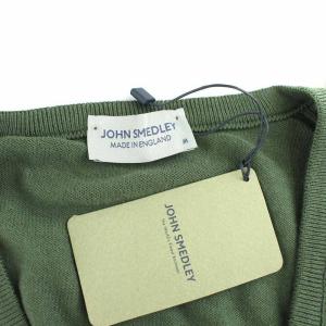 JOHN SMEDLEY PULLOVER VN LS ニット Vネック 長袖 コットン イギリス製 M グリーン カーキ