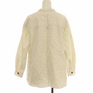 MHL. 19AW シャツ ハーフボタン ストライプ バンドカラー 2 ベージュ