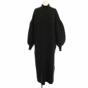 UP NECK PUFF SLEEVE KNIT OP BEIGE ニットワンピース ハイネック ロング