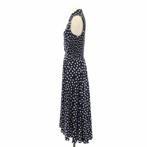 kate spade new york シャツワンピース ロング マキシ丈 ノースリーブ フレア ドット柄 2 S ネイビー