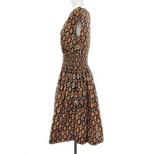 PRADA 14SS ノースリーブ ワンピース ひざ丈 総柄 シャーリング 36 マルチカラー