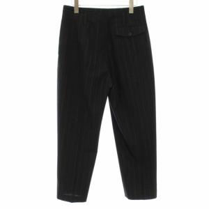 MARGARET HOWELL 20SS テーパードパンツ スラックス ストライプ センタープレス 3 ブラック