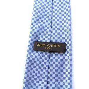 LOUIS VUITTON ダミエ ネクタイ シルク100％ イタリア製 ライトブルー