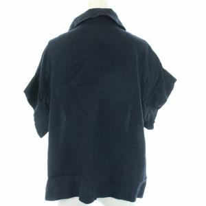 MARGARET HOWELL 2020SS ブラウス シャツ リネン 半袖 2 ネイビー