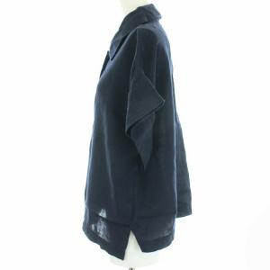 MARGARET HOWELL 2020SS ブラウス シャツ リネン 半袖 2 ネイビー