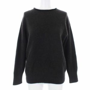 2017 ニット セーター ラウンドネック 長袖 ハイゲージ ウール カシミヤ混 2 ダークブラウン