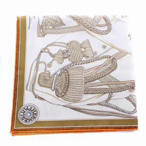 HERMES プチカレ40 ZOUAVES ET DRAGONS ズアヴとドラゴン スカーフ ブラウン 