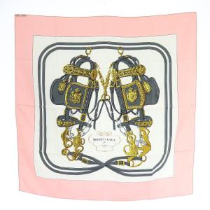 カレ90 BRIDES de GALA チェーン柄 シルク ピンク