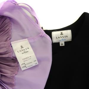 LANVIN en Bleu レイヤードワンピース ミモレ丈 ロング丈 長袖 プリーツ M ネイビー パープル