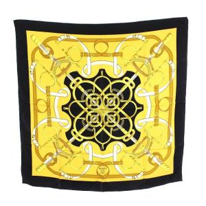 カレ90 Eperon d’or 黄金の拍車 スカーフ シルク ブラック イエロー ベージュ