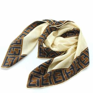 FENDI スカーフ ズッカ柄 シルク100％ ベージュ