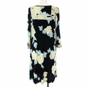 LEONARD FASHION ワンピース 花柄 34 ネイビー