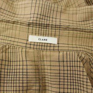 CLANE 20SS バックフローウィングフリルシャツ ブラウス 長袖 チェック リネン混 1 ベージュ