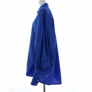 ENFOLD 22SS ライトタイプライター スカラップAラインシャツ 38 ブルー