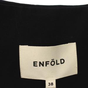 ENFOLD 18SS ノーカラーコート ロング コート コットン 38 ネイビー
