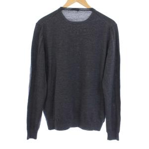 PRADA 2011年製 長袖 ニット カットソー クルーネック 無地 ウール XL グレー
