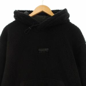 adidas ボアパーカー ロゴ プルオーバー S ブラック