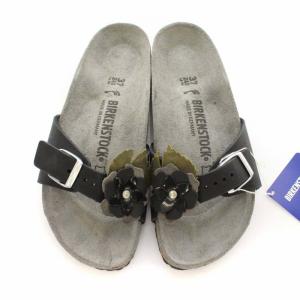 BIRKENSTOCK マドリッドフラワー サンダル フラット フラワーモチーフ ベルト シューズ 37 ブラック