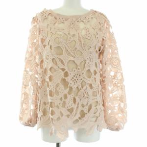 カットソー 総レース 長袖 インナーキャミ付き 36 S ピンク