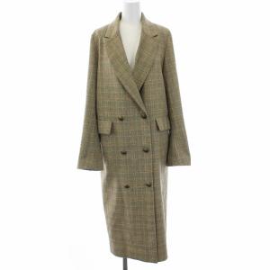 STUDIOUS別注 グレンチェックダブルコート チェスター ロング ウール混 ベージュ