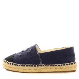 CHANEL エスパドリーユ キャンバス ココマーク スリッポン 23cm ネイビー