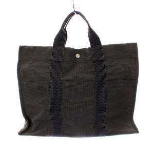 HERMES エールライン MM トートバッグ キャンバス グレー ブラック