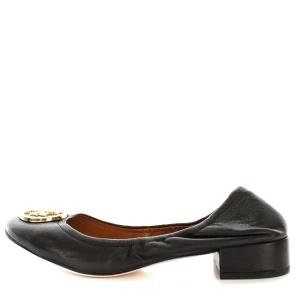TORY BURCH バレエシューズ フラットシューズ パンプス レザー ロゴプレート 7.5 24.5cm ブラック