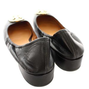 TORY BURCH バレエシューズ フラットシューズ パンプス レザー ロゴプレート 7.5 24.5cm ブラック