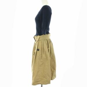 BLUE LABEL CRESTBRIDGE 19SS ワンピース ニット 切替 五分袖 ひざ丈 38 ネイビー ベージュ