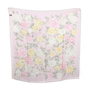 スカーフ 花柄 シルク ピンク
