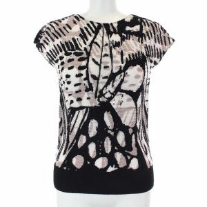 20SS カットソー 半袖 プリーツ 総柄 ブラック ホワイト