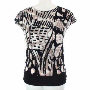me ISSEY MIYAKE 20SS カットソー 半袖 プリーツ 総柄 ブラック ホワイト